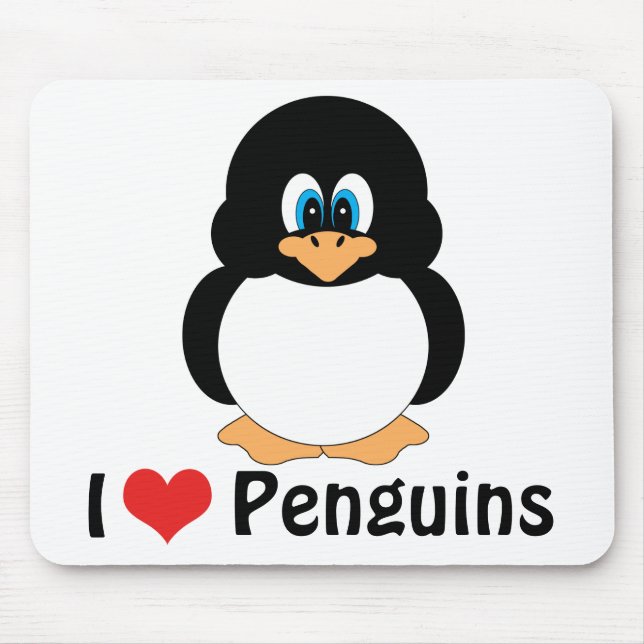 Tapis De Souris J'aime des pingouins Mousepad (Devant)