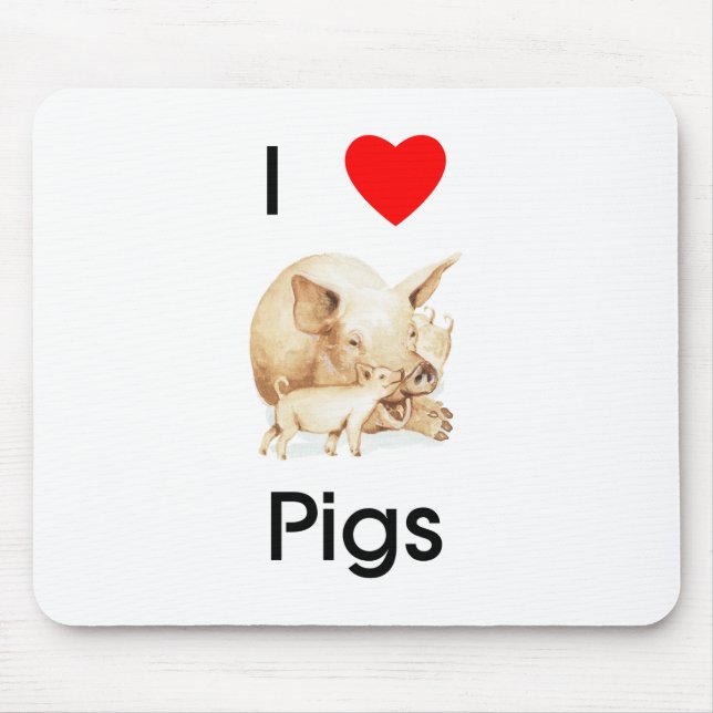 Tapis De Souris J'aime des porcs Mousepad (Devant)