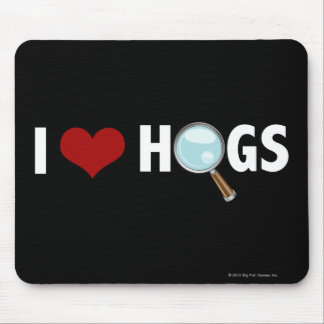 Tapis De Souris J'aime des porcs rouges/blanc