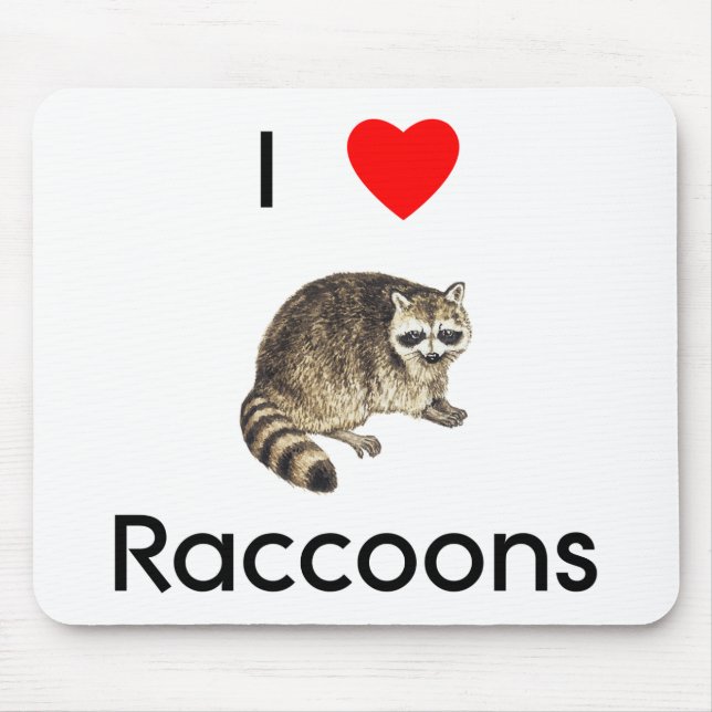 Tapis De Souris J'aime des ratons laveurs Mousepad (Devant)