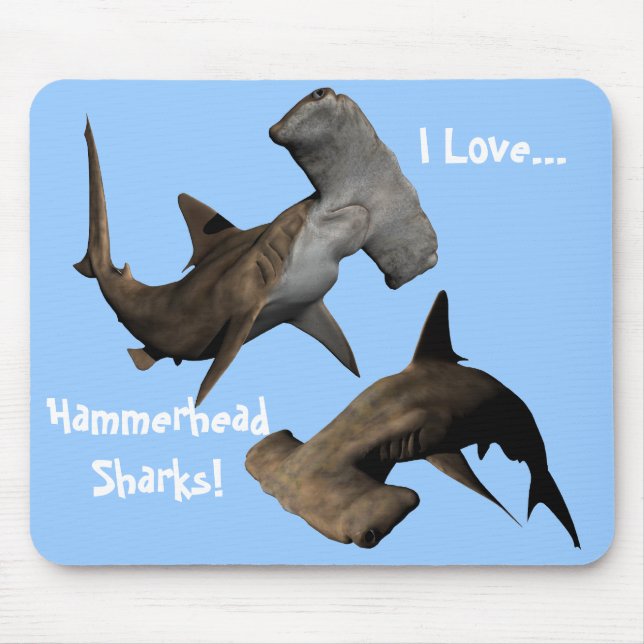 Tapis De Souris J'aime… des requins de poisson-marteau ! … (Devant)