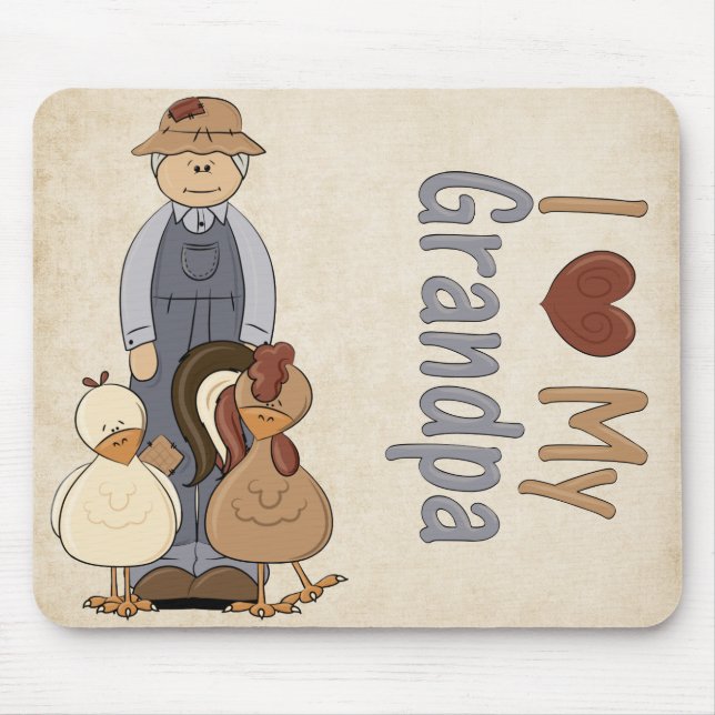 Tapis De Souris J'aime grand-père Mousepad (Devant)