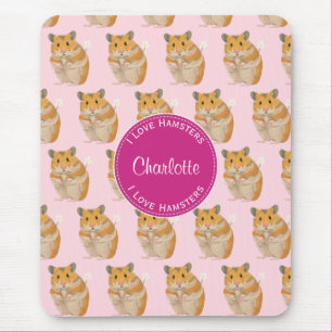 Tapis De Souris J'aime Hamsters Motif Hamster Rose