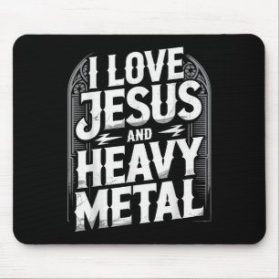 Tapis De Souris J'aime Jésus et le Heavy Metal