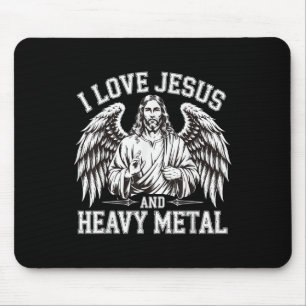 Tapis De Souris J'aime Jésus et le heavy metal 0