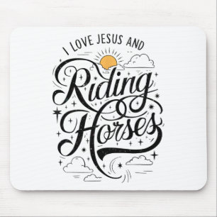 Tapis De Souris J'Aime Jésus Et Les Chevaux D'Équitation Filles À 