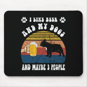 Tapis De Souris J'Aime La Bière Et Mon Chien Français Et Peut-Être