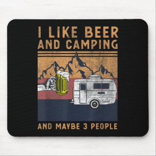 Tapis De Souris J'aime la bière, le camping et peut-être 3 personn