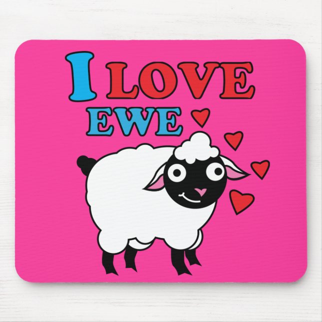 Tapis De Souris J'aime la brebis Mousepad (Devant)