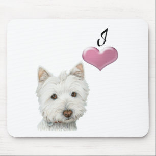 Tapis De Souris J'aime la conception d'art de chien de Westie
