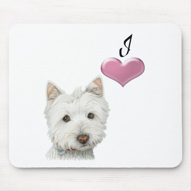 Tapis De Souris J'aime la conception d'art de chien de Westie (Devant)