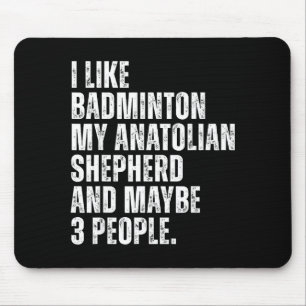 Tapis De Souris J'aime l'amateur de badminton propriétaire de chie