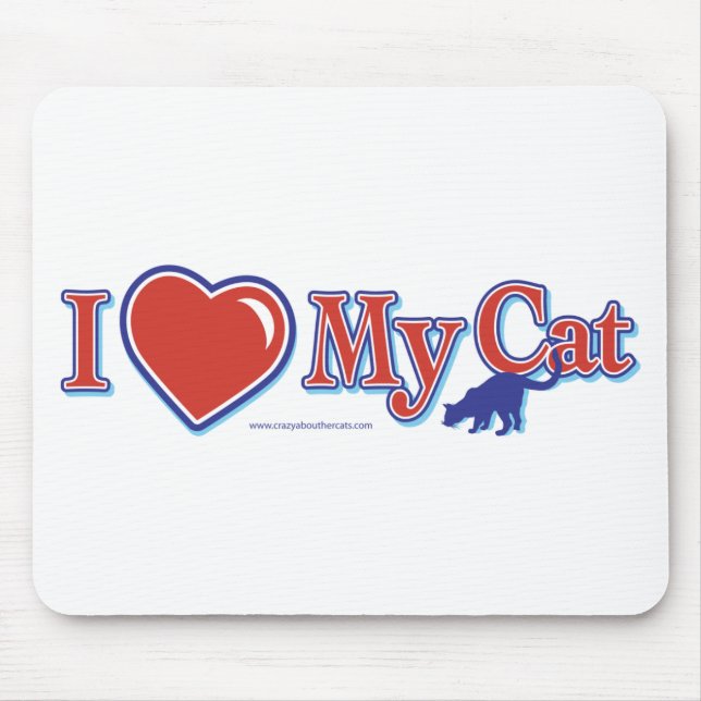 Tapis De Souris J'Aime Le Coeur Mon Chat (Devant)