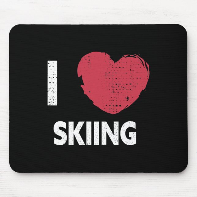 Tapis De Souris J'aime le design de ski pour un passionné de ski  (Devant)