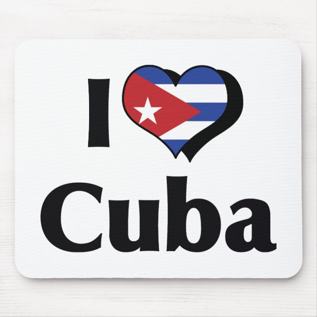 Tapis De Souris J'aime le drapeau de Cuba (Devant)