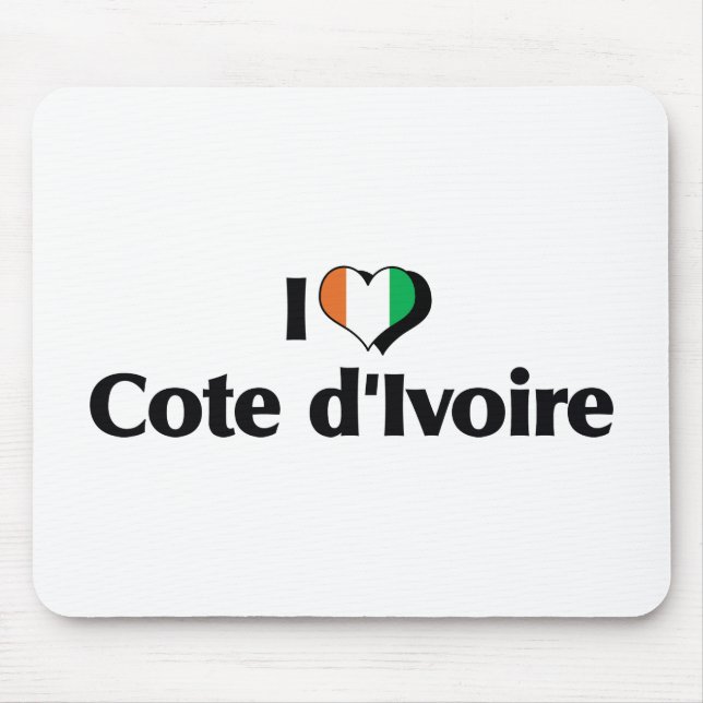 Tapis De Souris J'aime le drapeau de la Côte d'Ivoire (Devant)