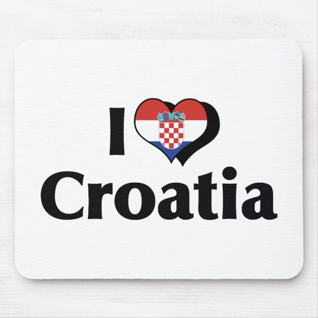 Tapis De Souris J'aime le drapeau de la Croatie (Devant)