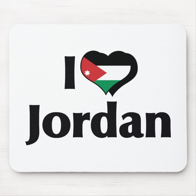 Tapis De Souris J'aime le drapeau de la Jordanie (Devant)