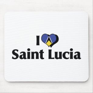 Tapis De Souris J'aime le drapeau de Sainte-Lucie
