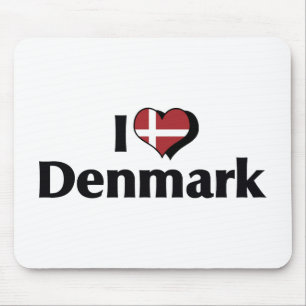 Tapis De Souris J'aime le drapeau du Danemark