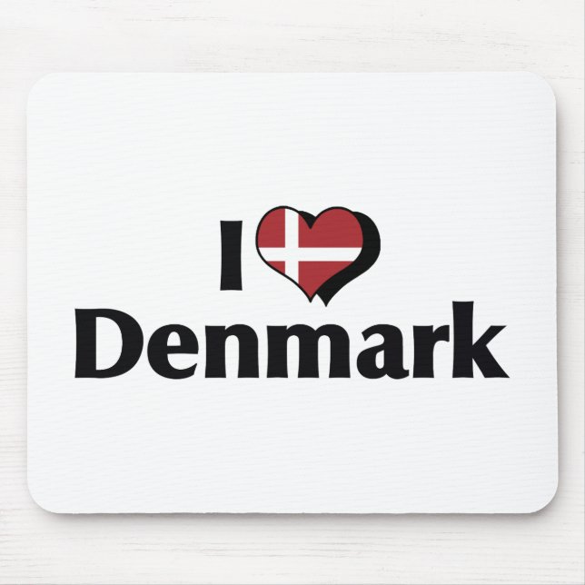 Tapis De Souris J'aime le drapeau du Danemark (Devant)