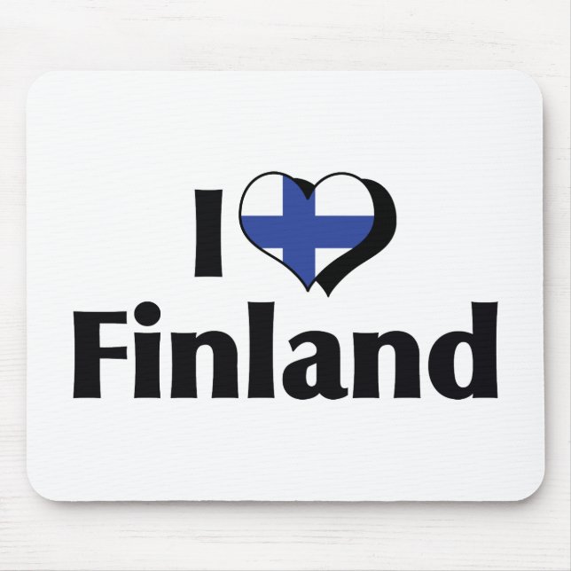Tapis De Souris J'aime le drapeau finlandais (Devant)