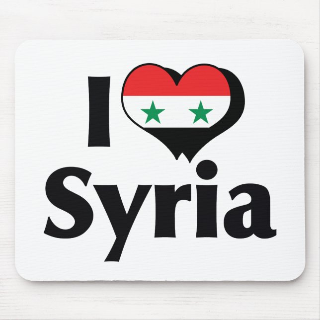 Tapis De Souris J'aime le drapeau syrien (Devant)