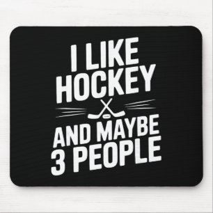 Tapis De Souris J'aime le hockey et peut-être 3 personnes drôle Fa
