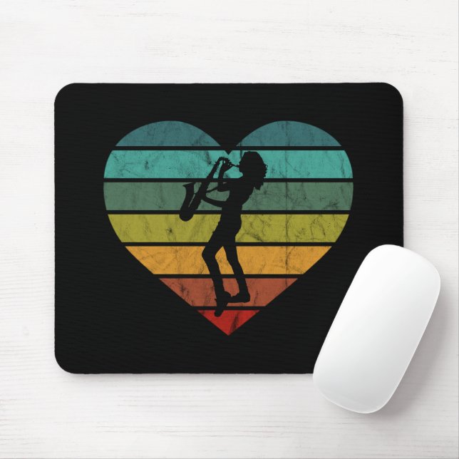 Tapis De Souris J'aime le saxophone et le saxophoniste (Avec souris)