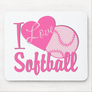 Tapis De Souris J'Aime Le Softball Rose