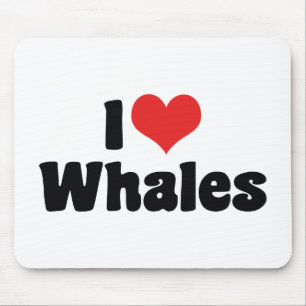 Tapis De Souris J'aime les baleines à cœur - Amoureux des baleines