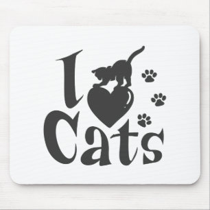 Tapis De Souris J'aime les chats - Choisir la couleur arrière - pl