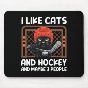 Tapis De Souris J'Aime Les Chats Et Le Hockey Et Peut-Être 3 Perso