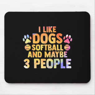 Tapis De Souris J'aime les chiens doucement et peut-être 3 personn