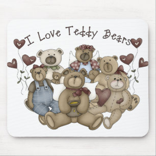 Tapis De Souris J'aime les coeurs Nounours