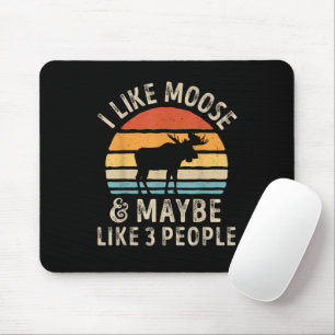 Tapis De Souris J'aime les élans et peut-être 3 personnes J'aime l