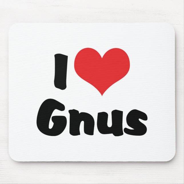 Tapis De Souris J'aime les gnous à coeur (Devant)