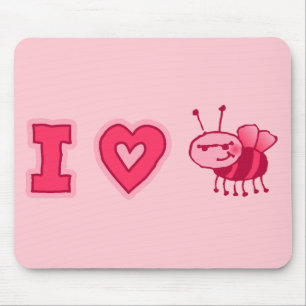 Tapis De Souris "J'aime les insectes" Mousepad dans le rose