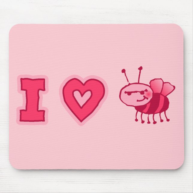 Tapis De Souris "J'aime les insectes" Mousepad dans le rose (Devant)
