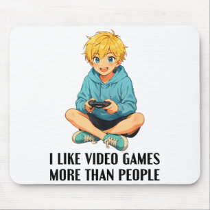 Tapis De Souris J'aime les jeux vidéo plus que les gens drôle joue