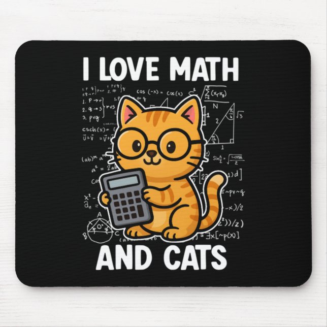 Tapis De Souris J'aime les maths et les chats (Devant)