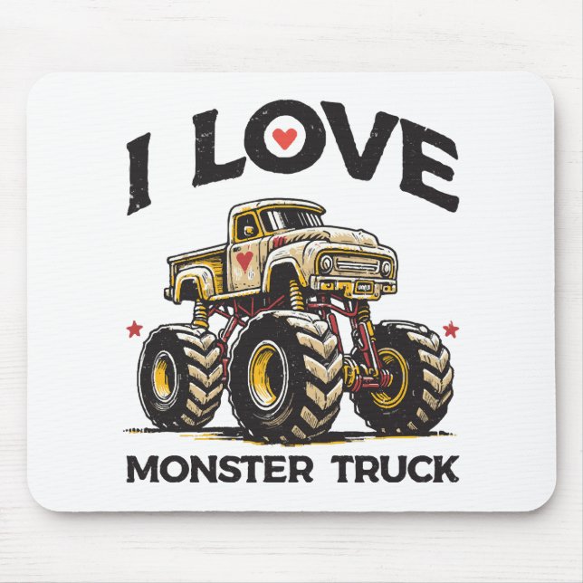 Tapis De Souris J'aime les monstres camions (Devant)