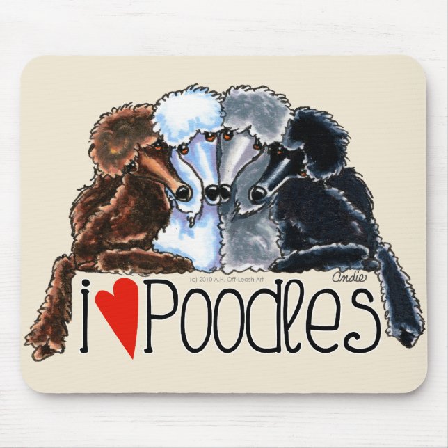 Tapis De Souris J'Aime Les Poodles (Devant)