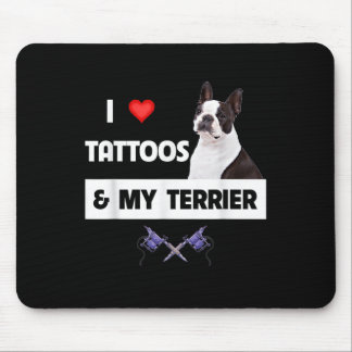 Tapis De Souris J'Aime Les Tatouages Et Ma Frontière Collie Chien 