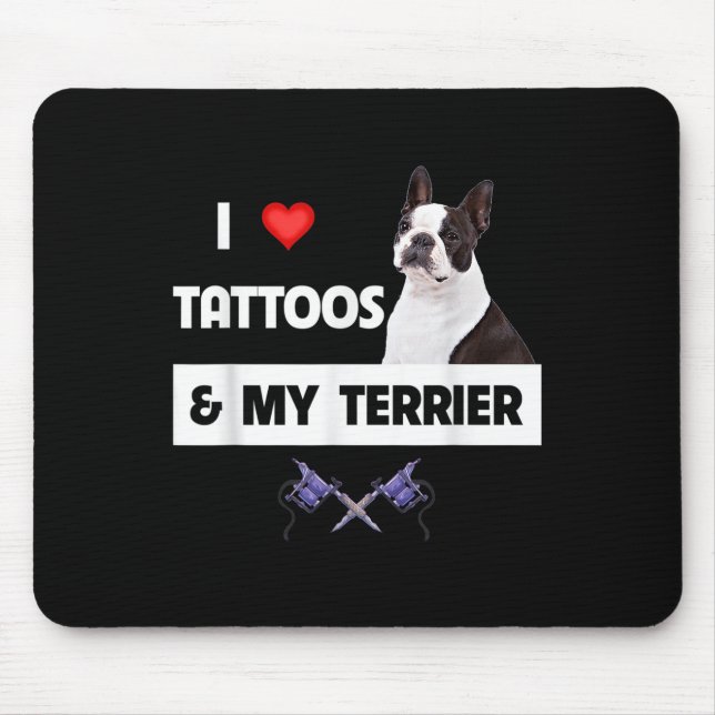 Tapis De Souris J'Aime Les Tatouages Et Ma Frontière Collie Chien  (Devant)