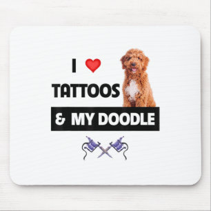 Tapis De Souris J'Aime Les Tatouages Et Mon Chien De Doodle D'Or T
