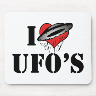 Tapis De Souris J'aime les UFO à forme de coeur - Amoureux de l'Al