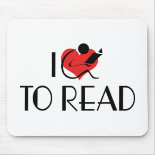 Tapis De Souris J'aime lire avec cœur - Amateur de livres