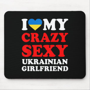 Tapis De Souris J'aime ma copine ukrainienne folle Y drôle