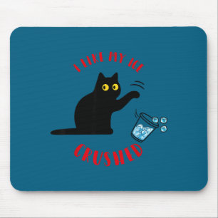 Tapis De Souris J'aime ma glace écrasée drôle chat renverser verre